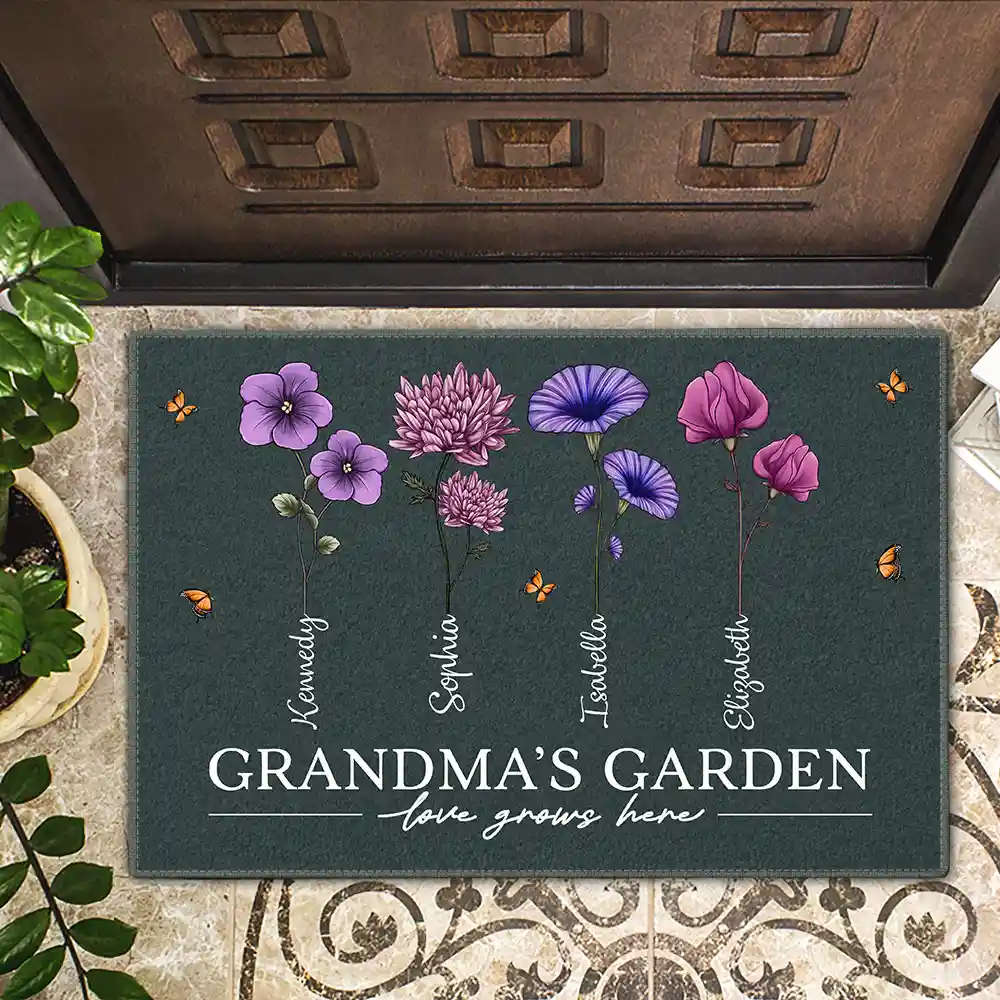 Grandma's Garden Birth Flowers - Personalized Doormat - Image 2