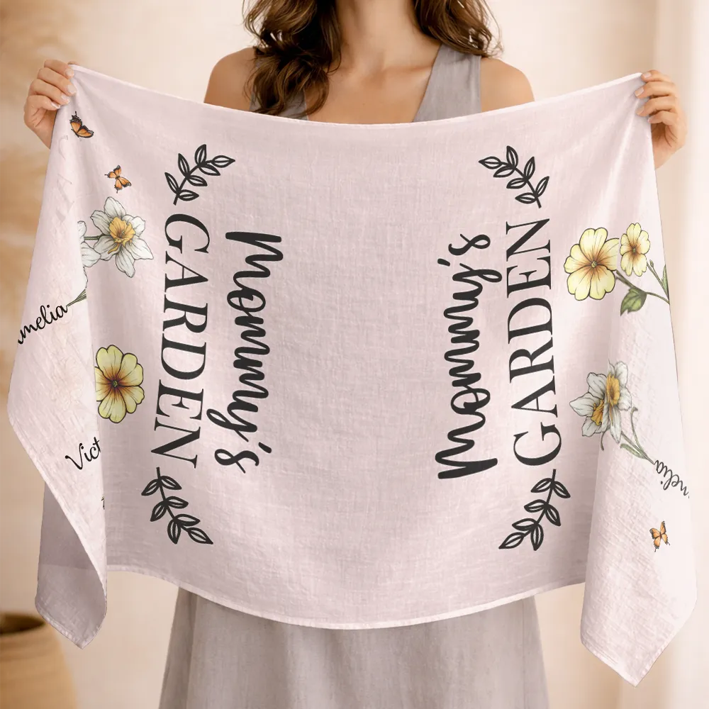 Grandma's Garden Birth Flowers - Personalized Lightweight Soft Shawl - Image 2
