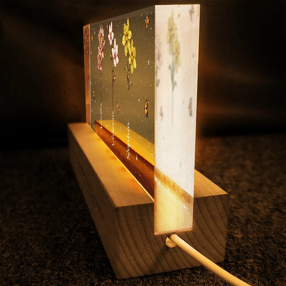 Grandma's Garden Birth Flowers - Personalized Rectangle LED Light - Image 4