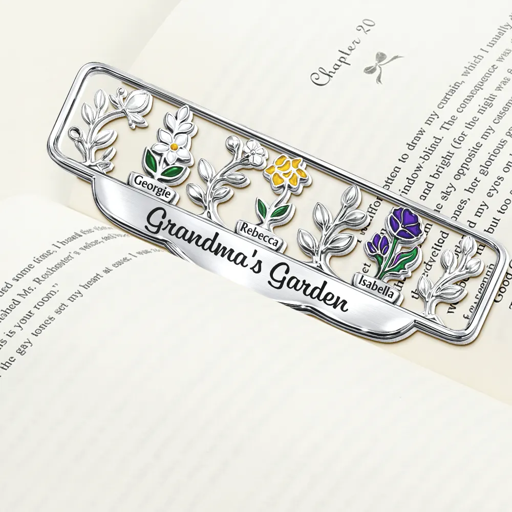 Grandma's Garden Birth Month Flower - Personalized Custom Shaped Metal Bookmark - Image 2