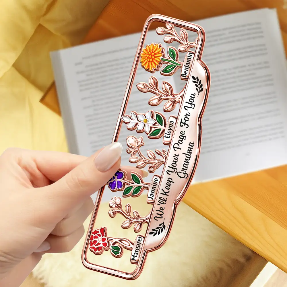 Grandma's Garden Birth Month Flower - Personalized Custom Shaped Metal Bookmark - Image 4