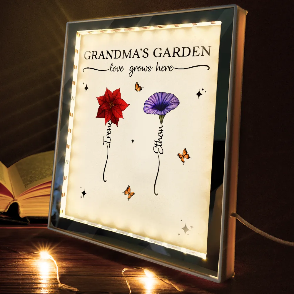 Grandma's Garden Birth Month Flower - Personalized LED Mirror Frame Lamp - Image 3
