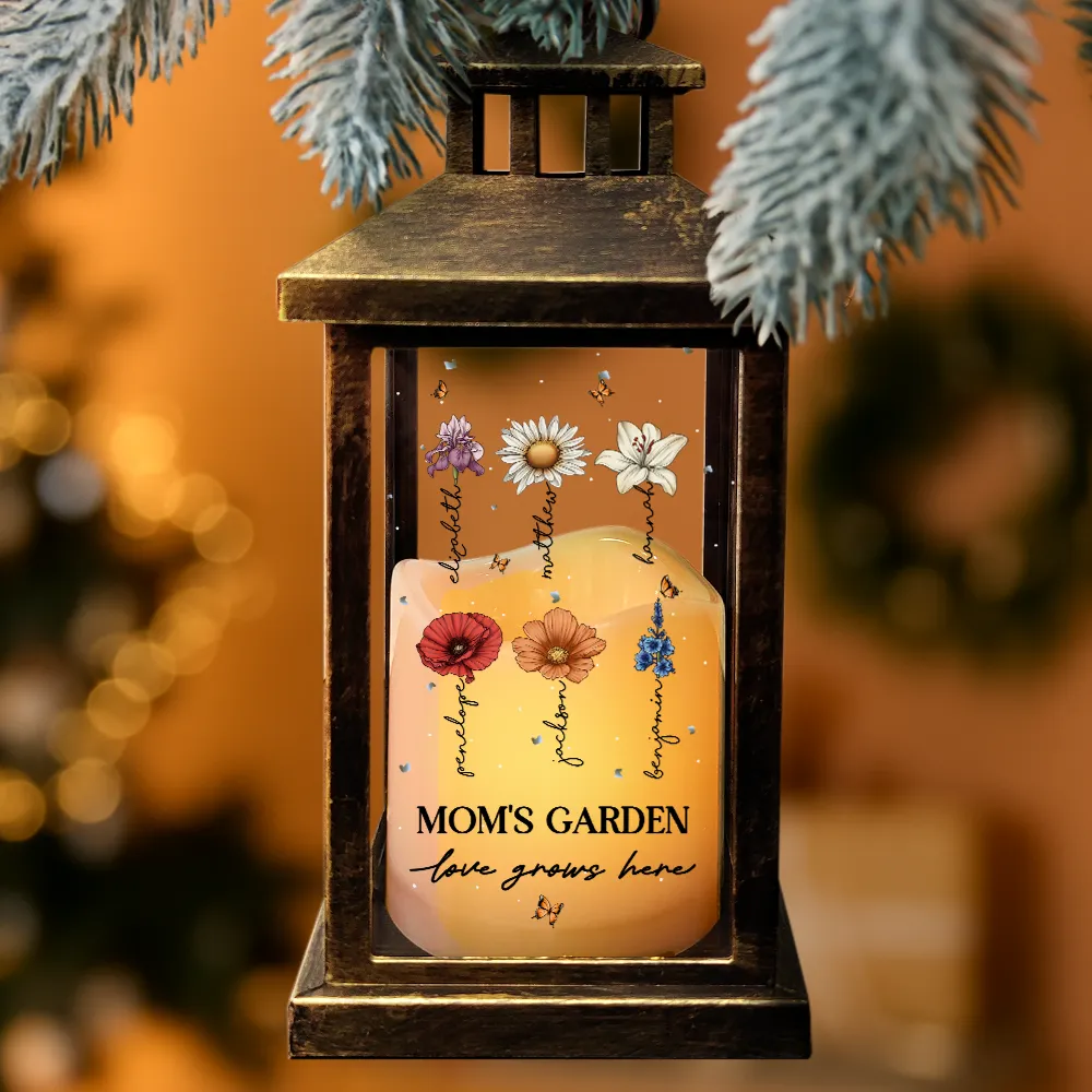 Grandma's Garden Birth Month Flowers - Personalized LED Candle Lantern - Image 3