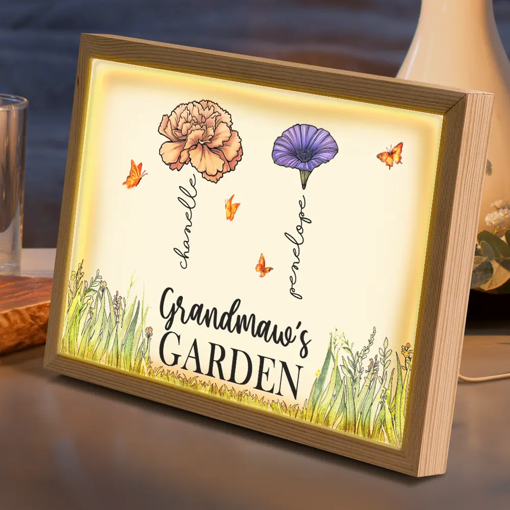 Grandma's Garden Birth Month Flowers - Personalized Light Up Picture Frame - Image 3