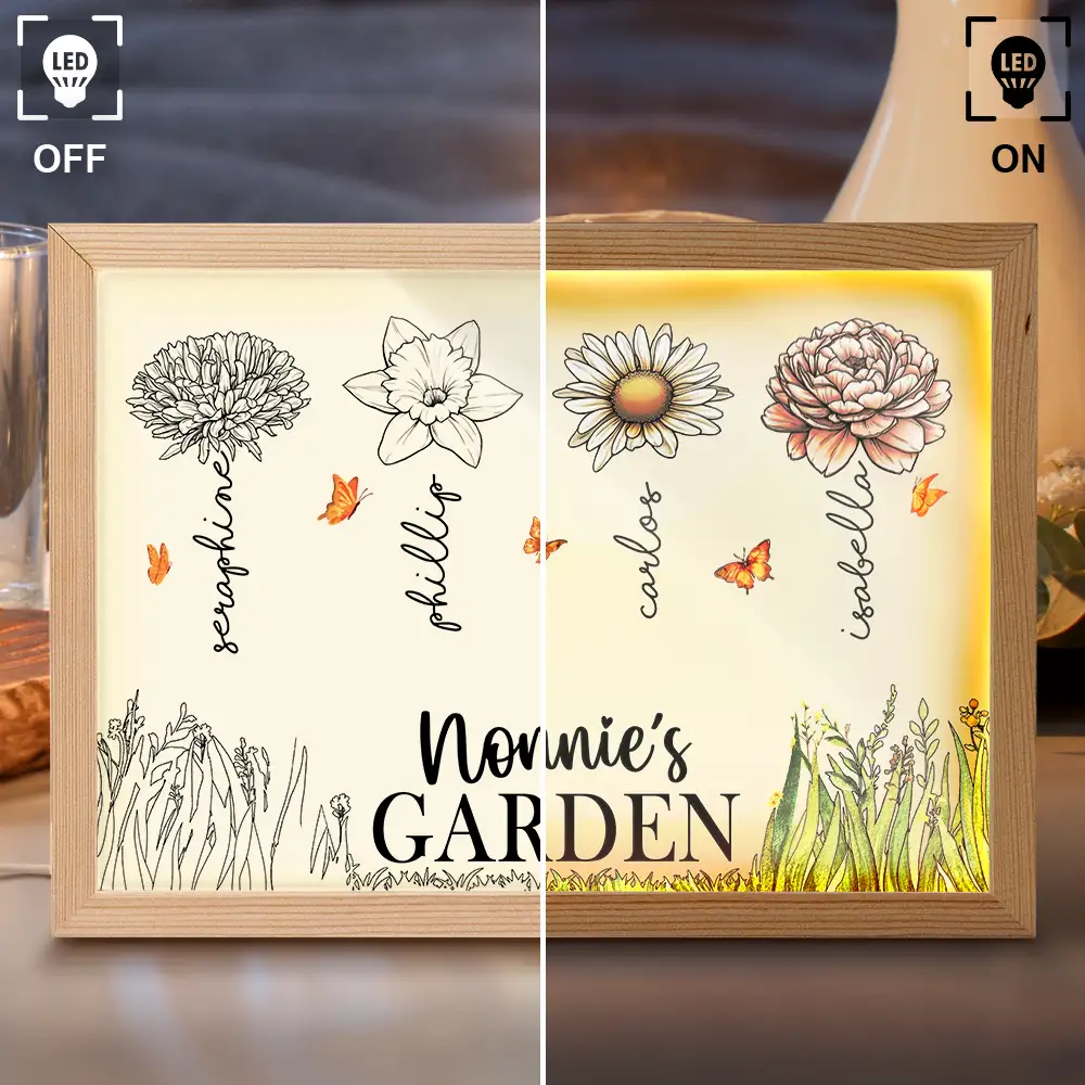 Grandma's Garden Birth Month Flowers - Personalized Light Up Picture Frame - Image 4