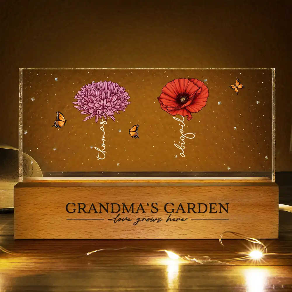 Grandma's Garden Birth Month Flowers - Personalized Rectangle LED Light - Image 3