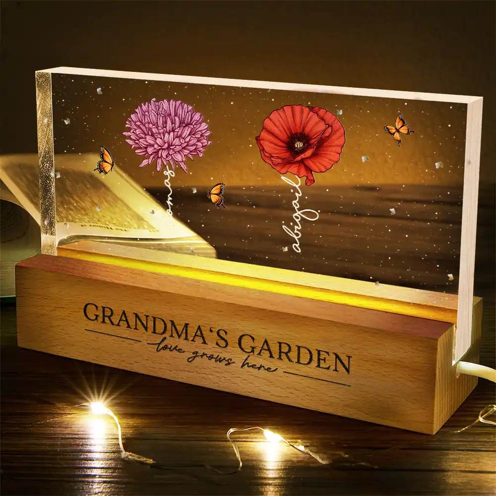 Grandma's Garden Birth Month Flowers - Personalized Rectangle LED Light - Image 5