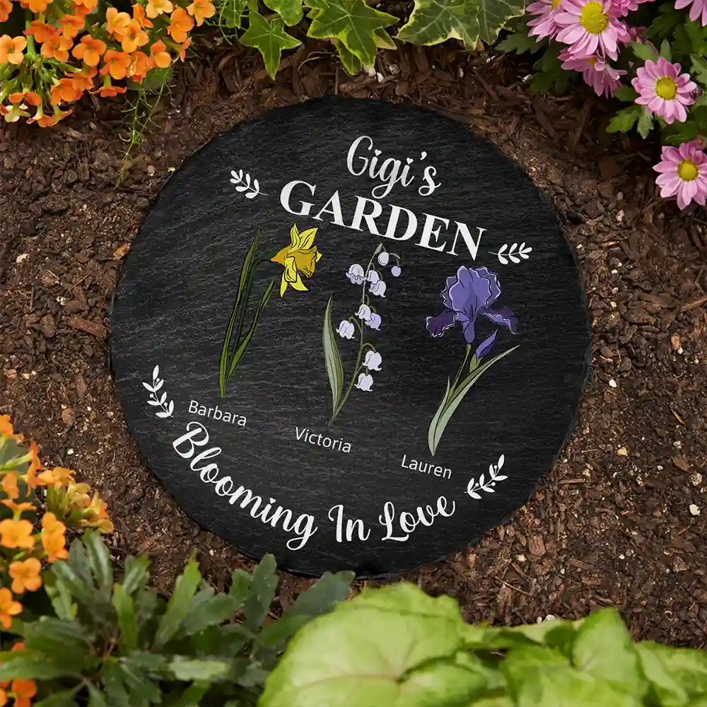 Grandma's Garden Blooming For You - Personalized Circle Memorial Garden Stone - Image 3
