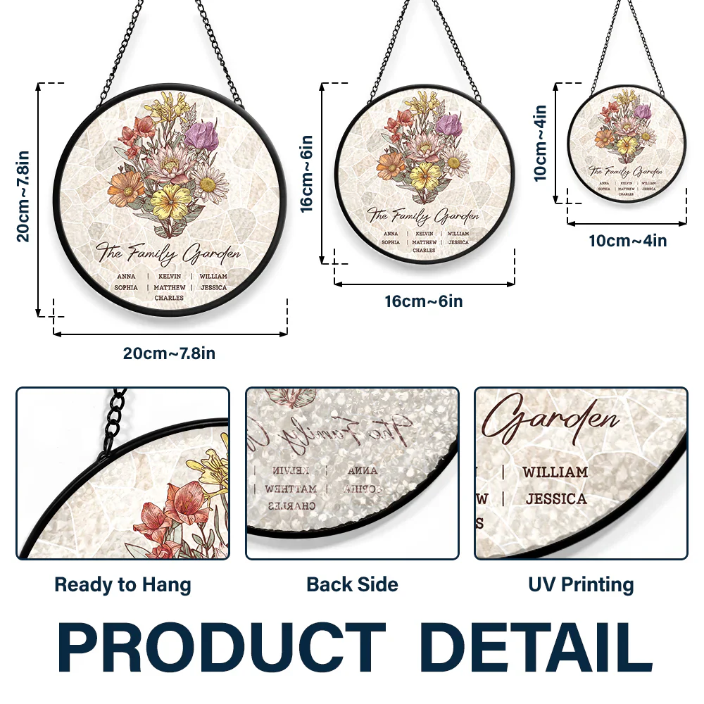 Grandma's Garden Family Birth Flower - Personalized Stained Glass Window Hanging Suncatcher - Image 3