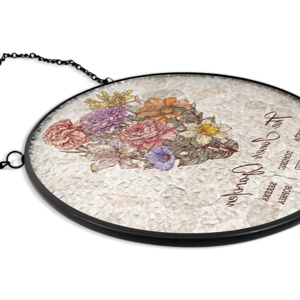 Grandma's Garden Family Birth Flower - Personalized Stained Glass Window Hanging Suncatcher - Image 5