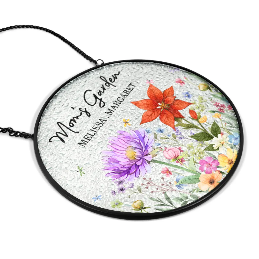 Grandma's Garden Floral - Personalized Stained Glass Window Hanging Suncatcher - Image 2