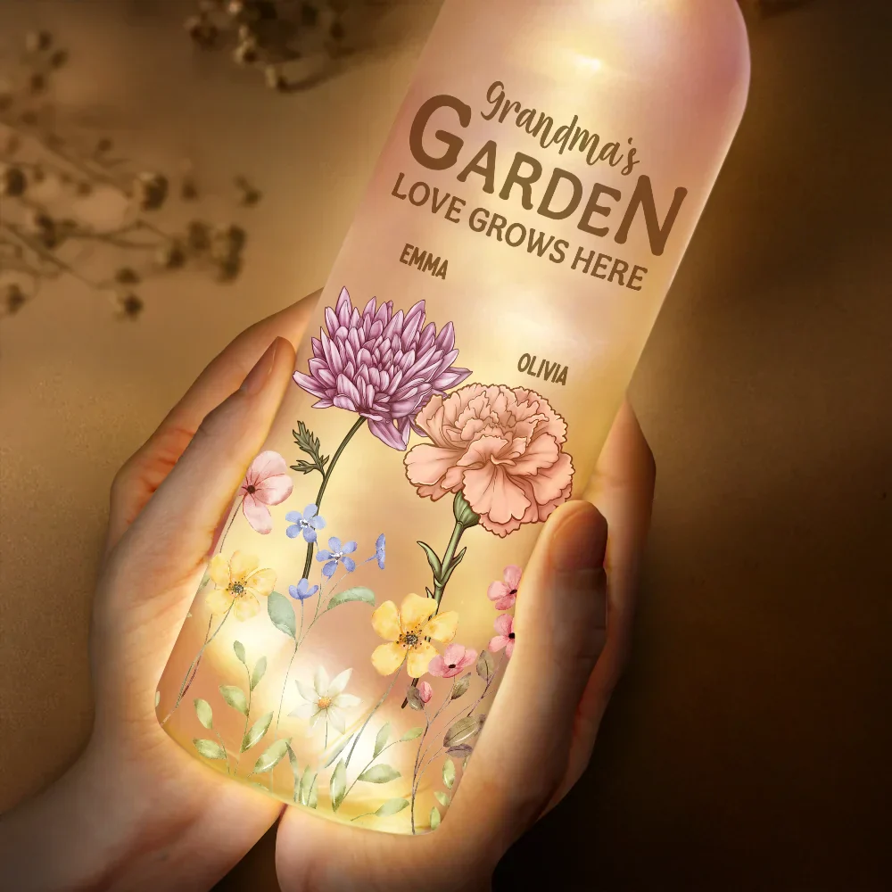 Grandma's Garden Love Grows Here - Personalized Bottle Light - Image 3