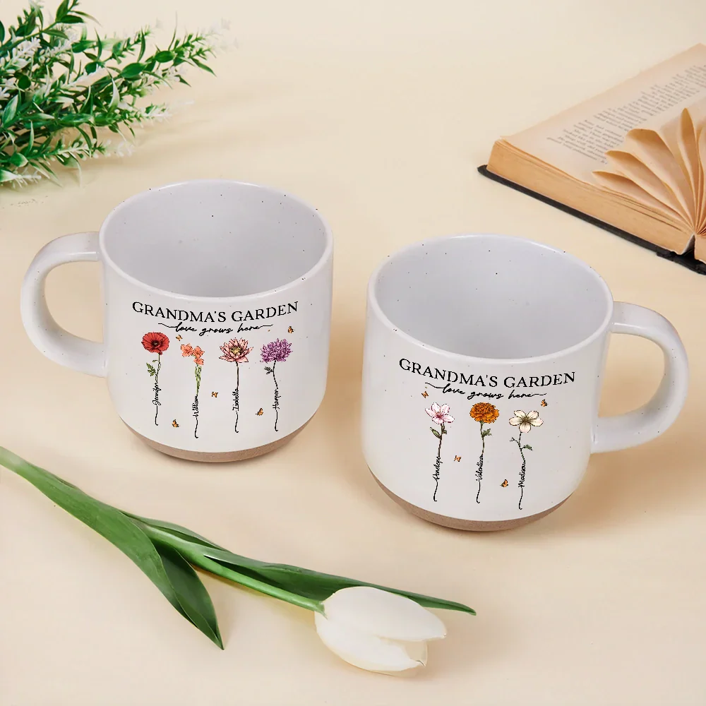 Grandma's Garden Love Grows Here - Personalized Pottery Mug - Image 3