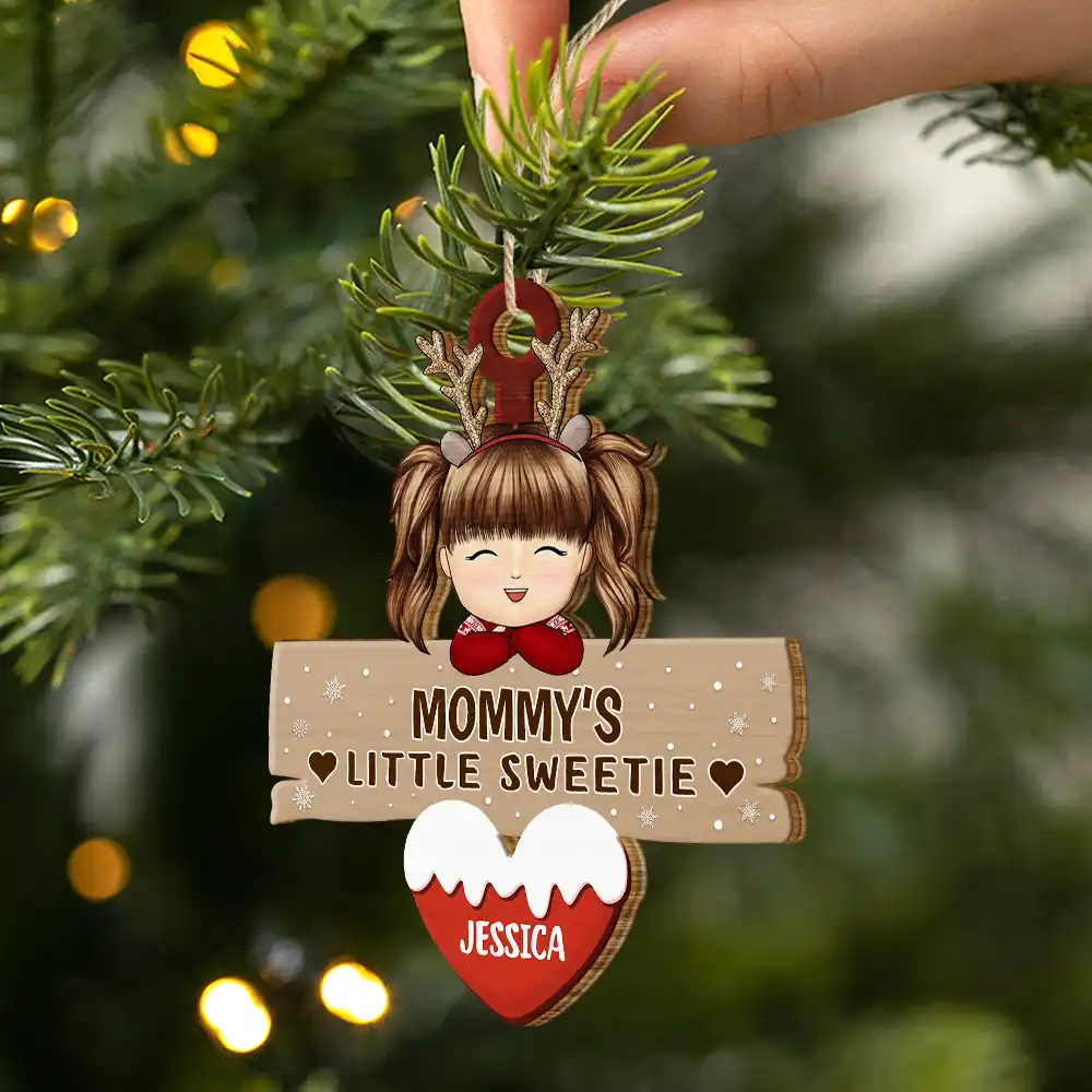 Grandma's Grandpa's Mom's Dad's Little Sweeties - Personalized Wooden Cutout Ornament - Image 2