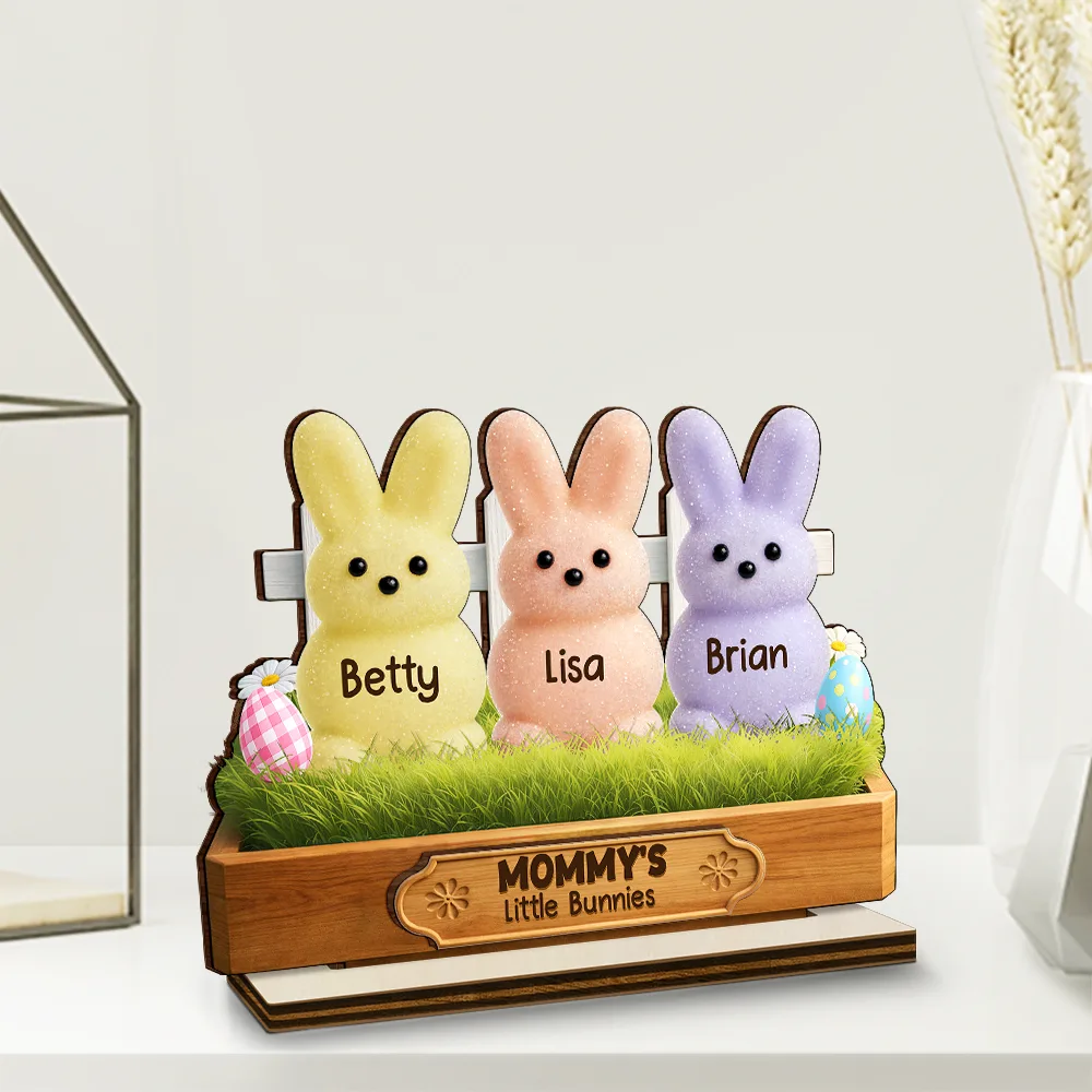 Grandma's Little Bunnies 3D Inflated Effect Printed - Personalized Custom Shaped Wooden Plaque - Image 2