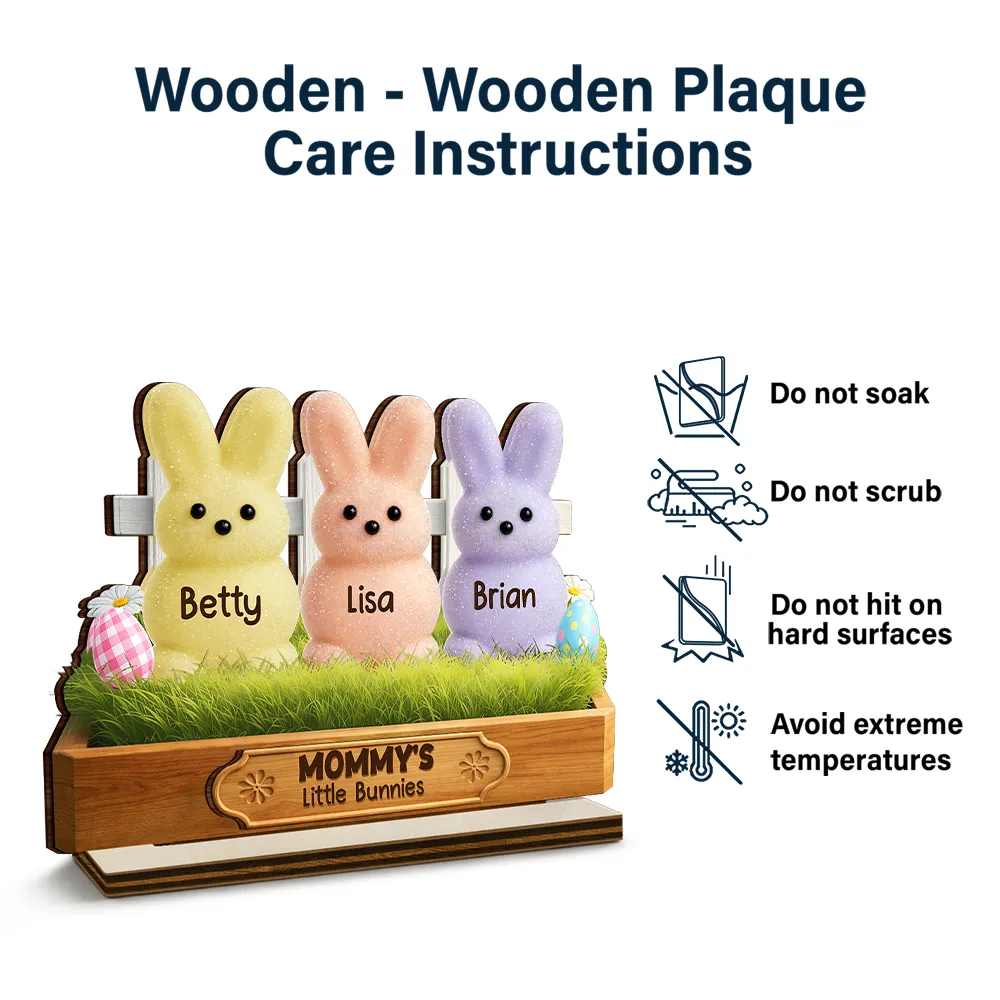 Grandma's Little Bunnies 3D Inflated Effect Printed - Personalized Custom Shaped Wooden Plaque - Image 6