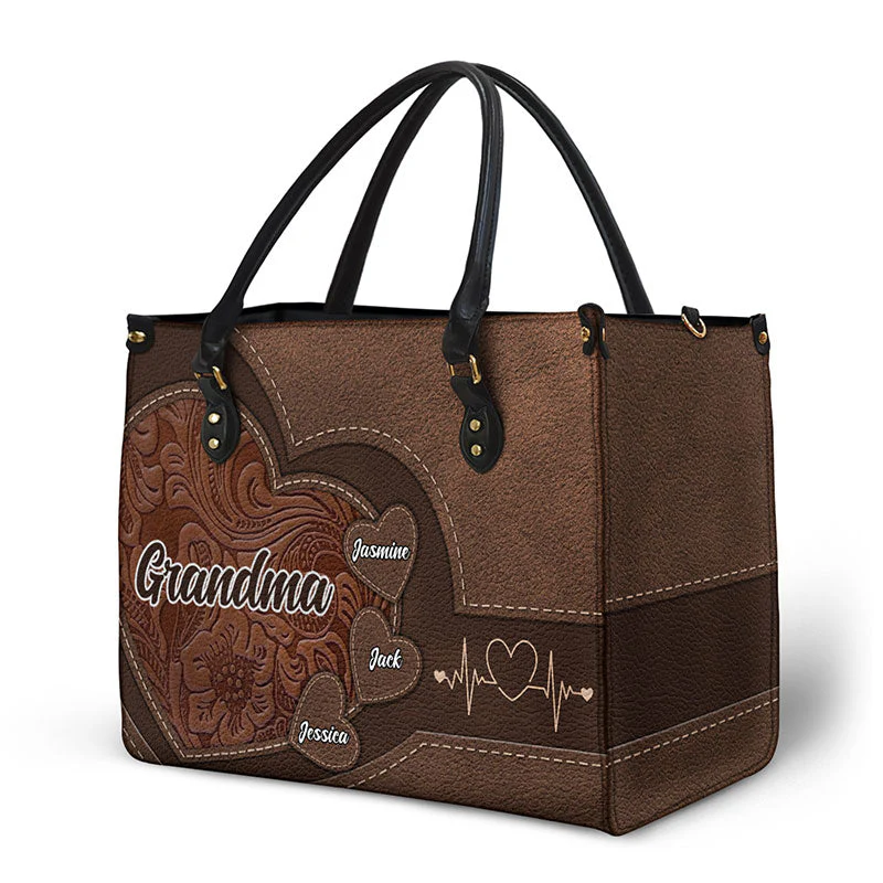 Grandma's Little Sweethearts - Birthday, Loving Gift For Grandmother, Mother, Mom - Personalized Leather Bag - Image 2