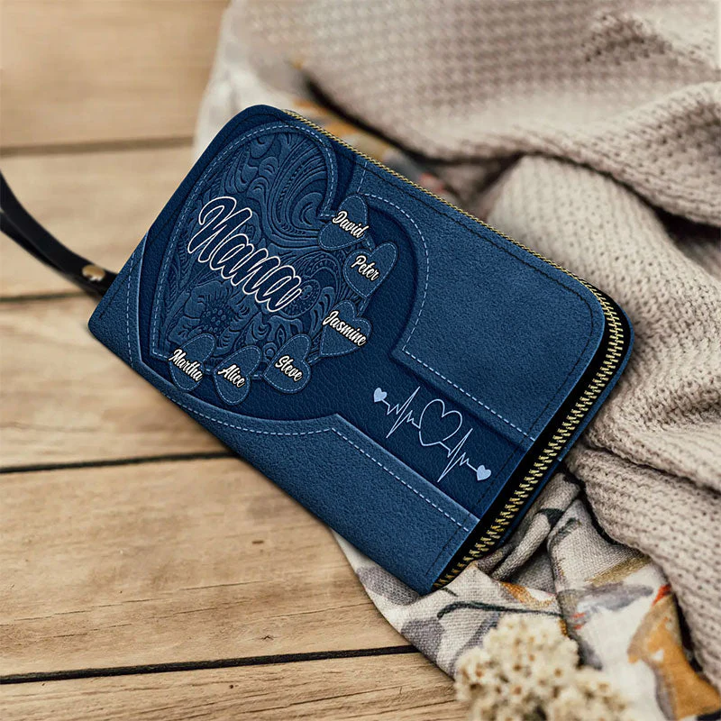 Grandma's Little Sweethearts - Personalized Leather Long Wallet - Image 4