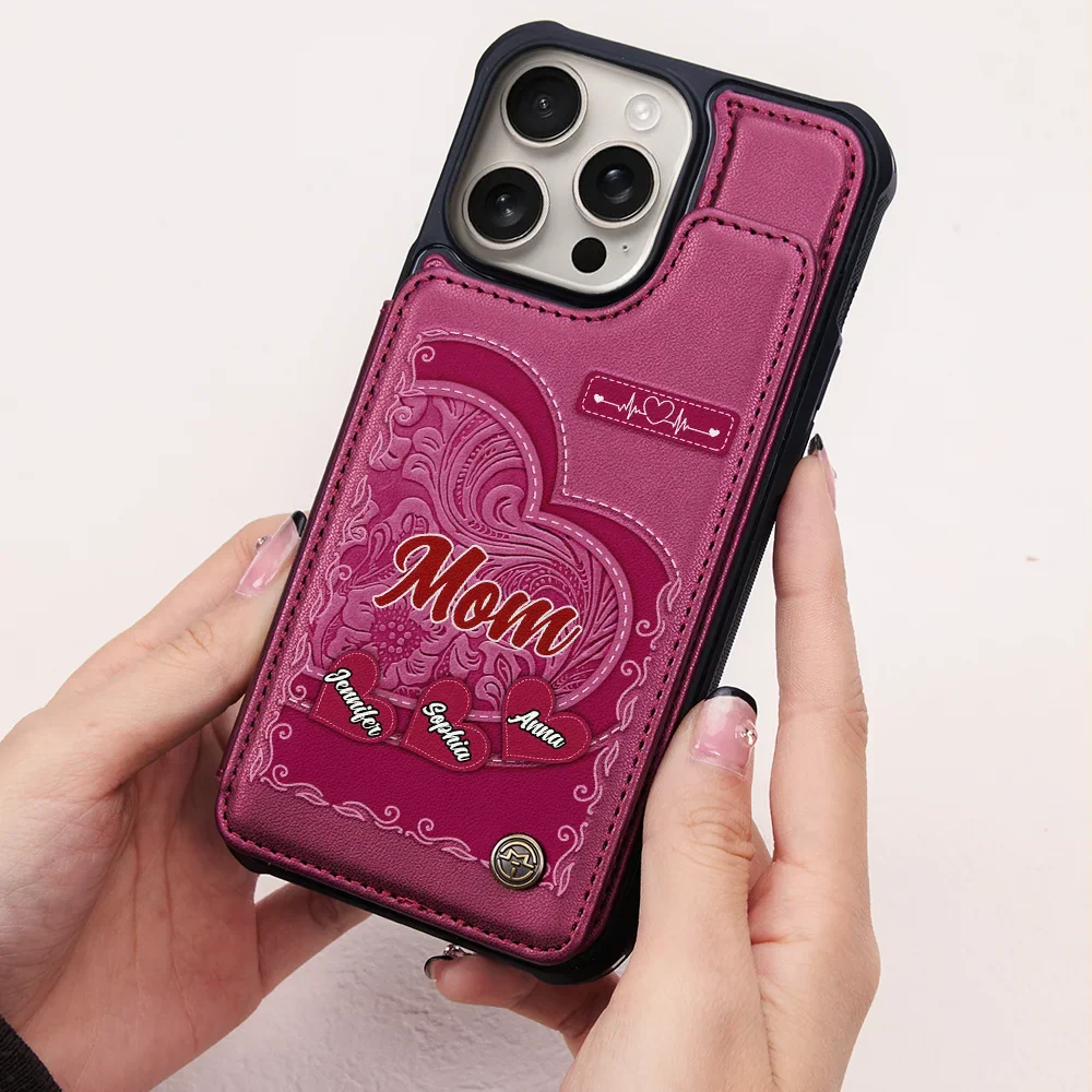 Grandma's Mom's Little Sweethearts - Personalized Leather Flip Wallet Phone Case - Image 2