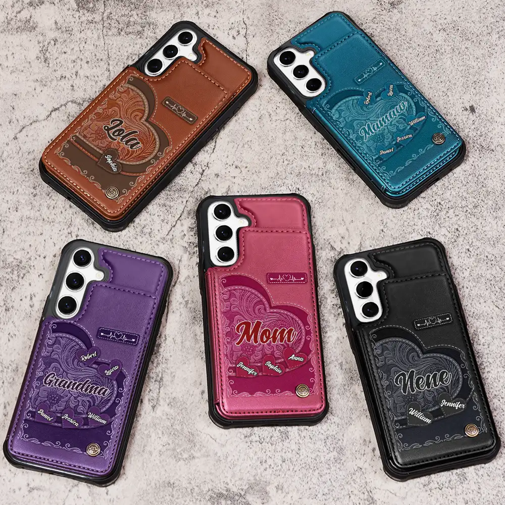 Grandma's Mom's Little Sweethearts - Personalized Leather Flip Wallet Phone Case - Image 3