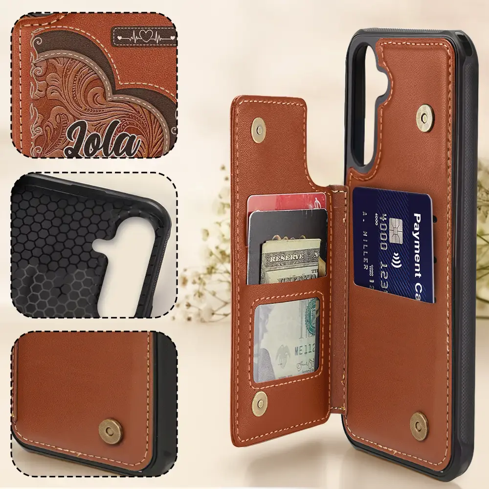 Grandma's Mom's Little Sweethearts - Personalized Leather Flip Wallet Phone Case - Image 4