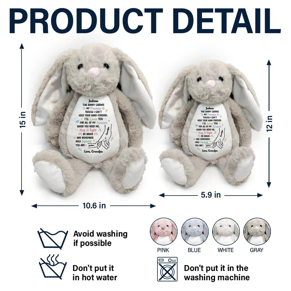 Grandma's Promise To Hold Your Hand Tight - Personalized Soft Toy Bunny - Image 5