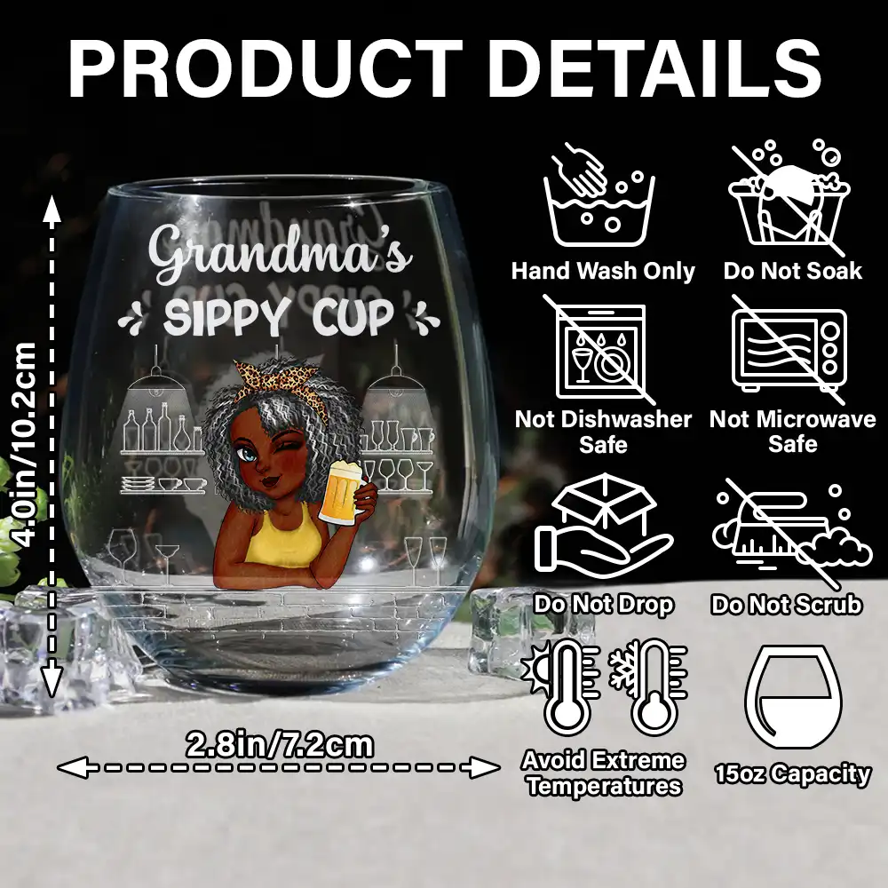 Grandma's Sippy Cup - Personalized Stemless Wine Glass - Image 5
