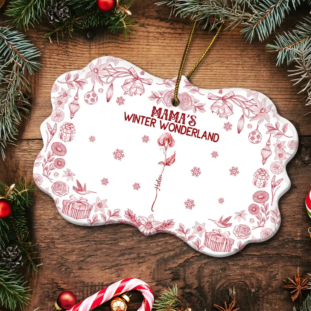Grandma's Winter Wonderland - Personalized Medallion Ceramic Ornament - Image 5