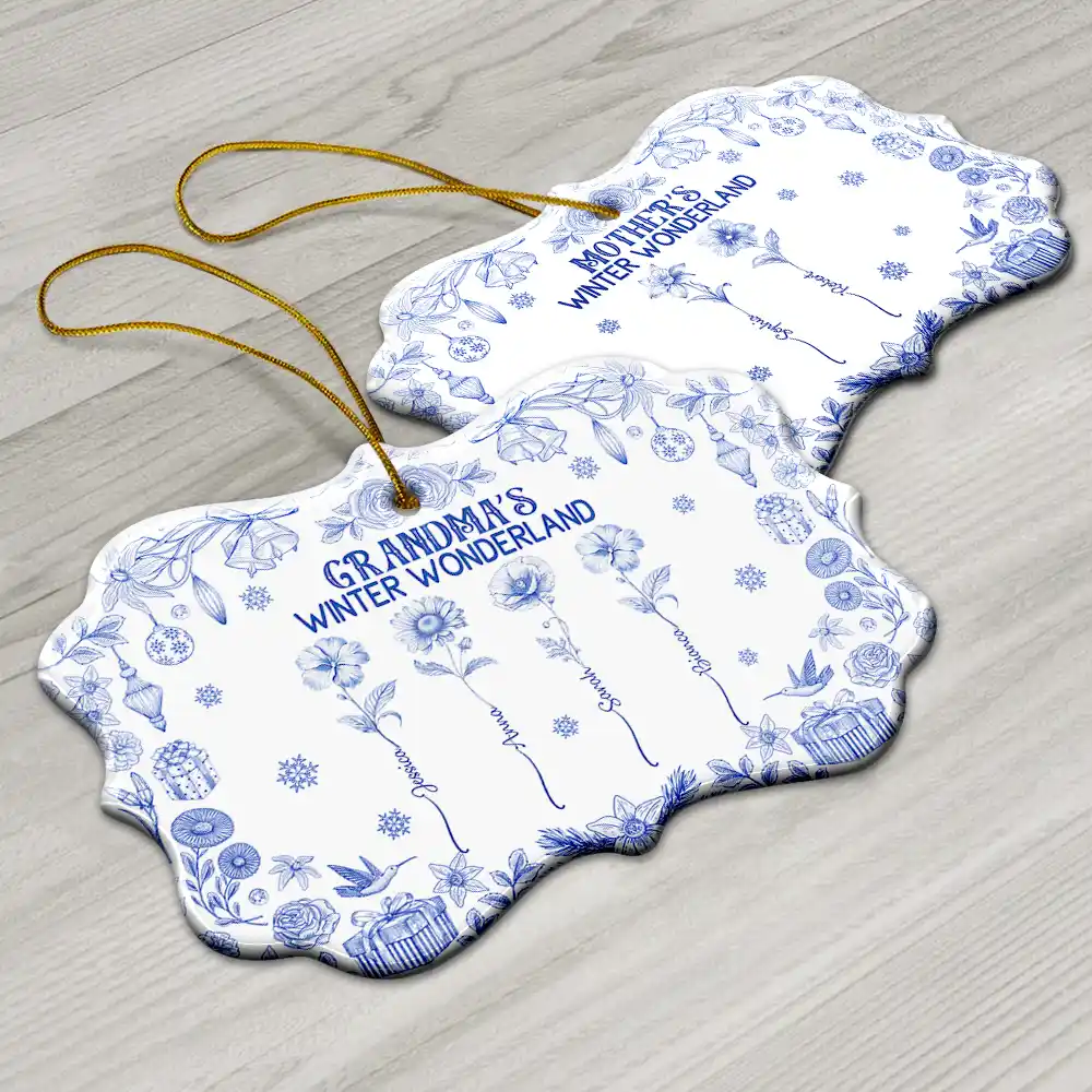 Grandma's Winter Wonderland - Personalized Medallion Ceramic Ornament - Image 6