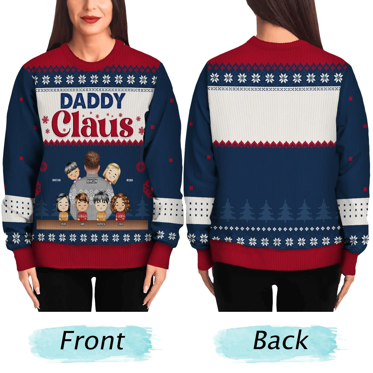 Grandpa Claus - Christmas Gift For Grandpa, Dad - Personalized Unisex Ugly Sweater - Image 5