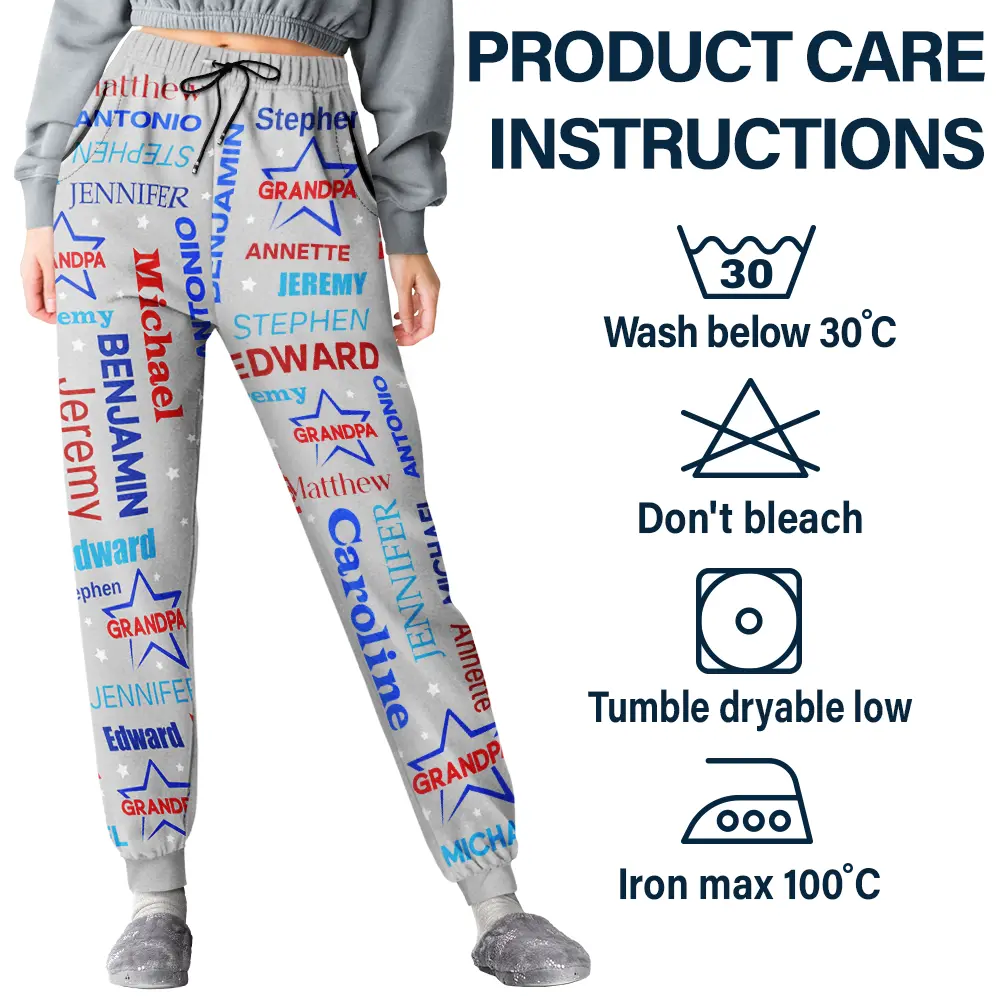 Grandpa Custom Grandkid Names - Personalized Pajama Pants - Image 5