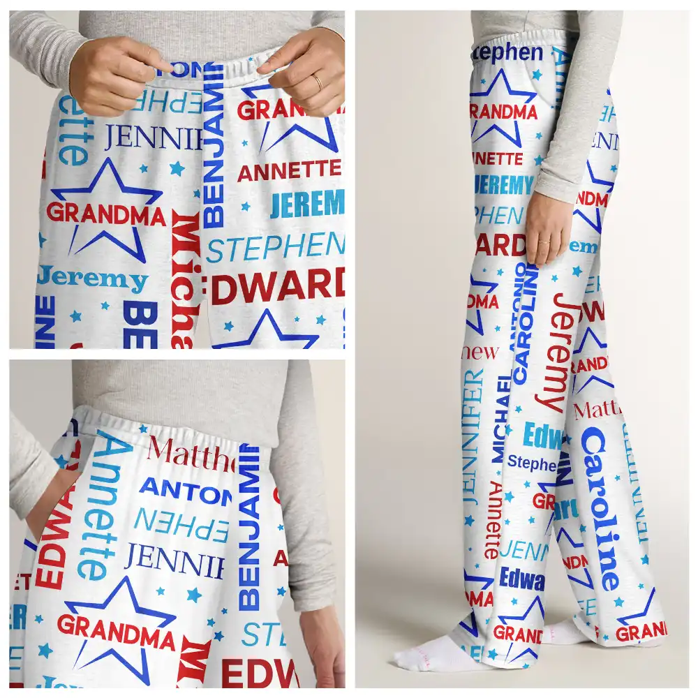 Grandpa Custom Grandkid Names - Personalized Pajama Pants - Image 7