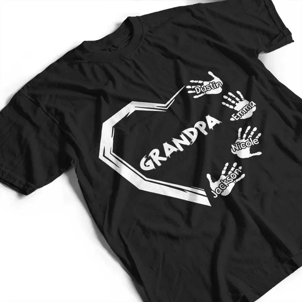 Grandpa Dad Heart Handprints - Personalized T Shirt - Image 3