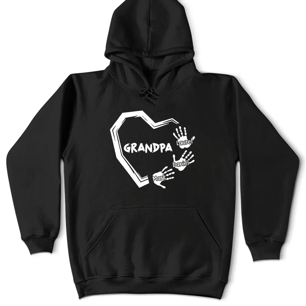 Grandpa Dad Heart Handprints - Personalized T Shirt - Image 4