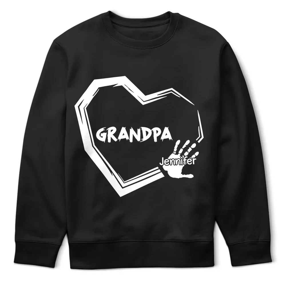 Grandpa Dad Heart Handprints - Personalized T Shirt - Image 5