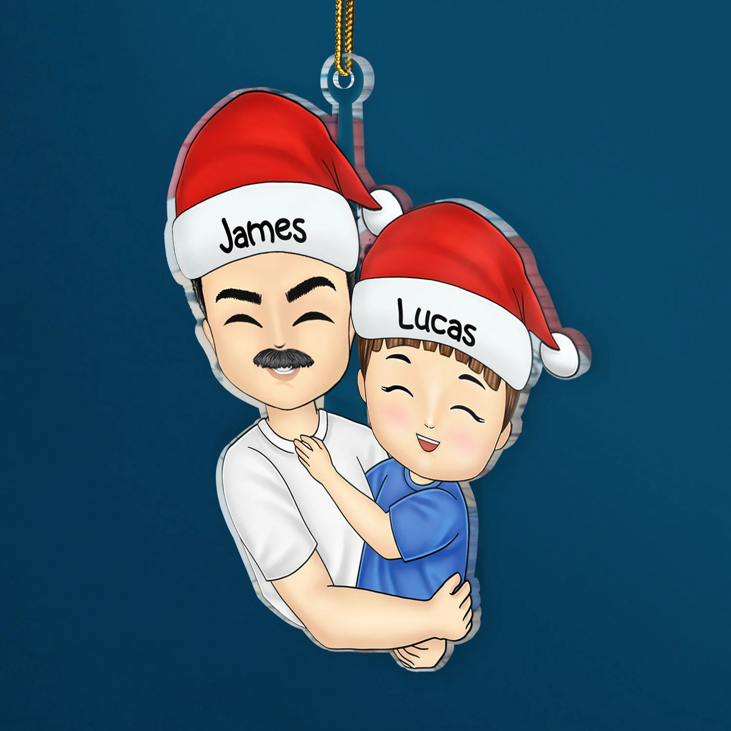 Grandpa Dad Hugging Kids - Christmas Gift For Granddaughter, Grandson - Personalized Cutout Acrylic Ornament - Image 2
