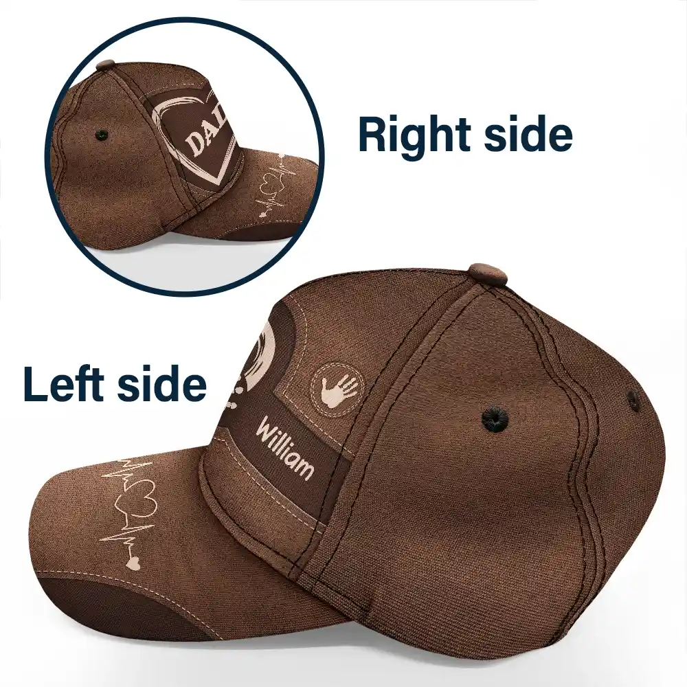 Grandpa Dad Kids Handprints - Personalised Classic Cap - Image 3