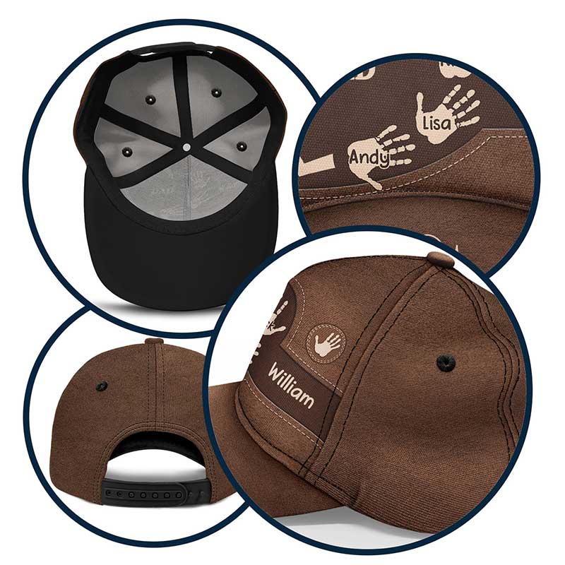 Grandpa Dad Kids Handprints - Personalised Classic Cap - Image 6