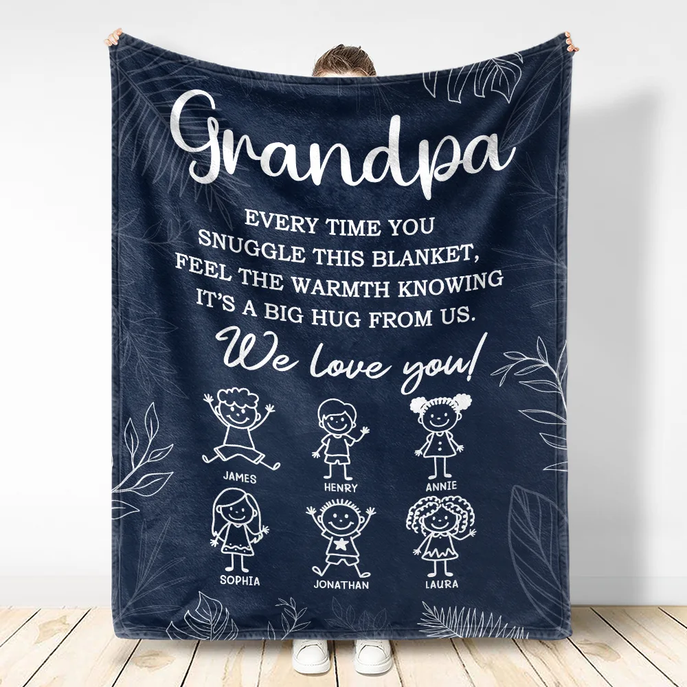 Grandpa Grandma Every Time You Snuggle This Blanket - Personalized Fleece Blanket, Sherpa Blanket - Image 3