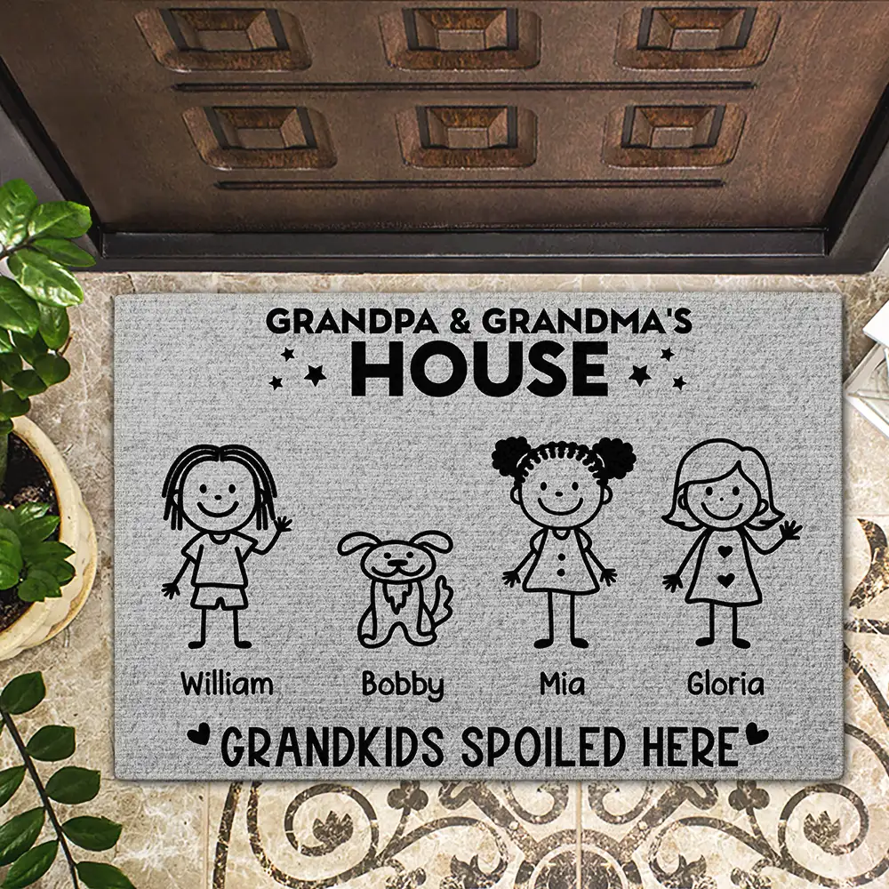 Grandpa & Grandma's House Grandkids Spoiled Here - Personalized Doormat - Image 2