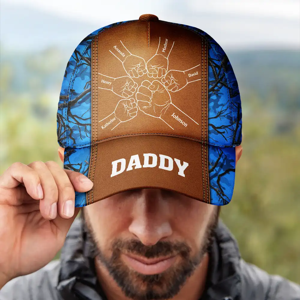 Grandpa Papa Daddy Fist Bump - Personalized Classic Cap - Image 4