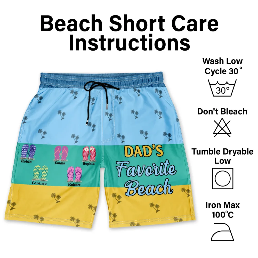 Grandpa's Favorite Beach - Personalized Unisex Beach Shorts - Image 6
