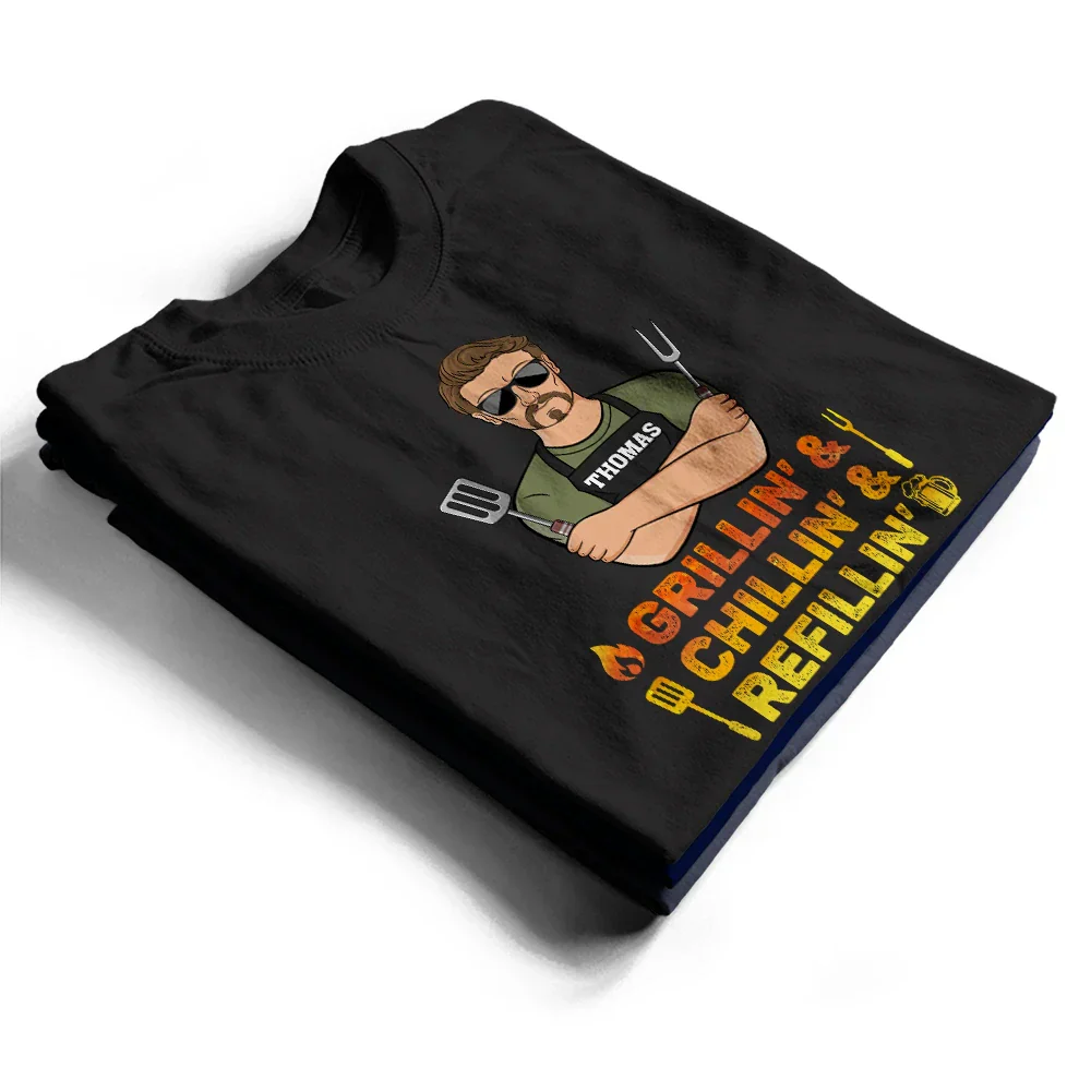 Grillin' Chillin' Refillin' - Personalized T Shirt - Image 2