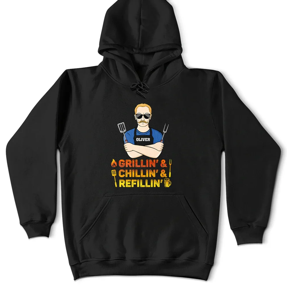 Grillin' Chillin' Refillin' - Personalized T Shirt - Image 4