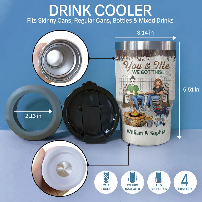 Grilling Family Couple The Day I Met You - Couple Gift - Personalized Custom Triple 3 In 1 Can Cooler - Image 4