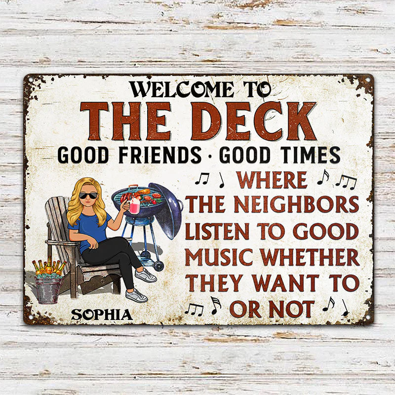 Grilling Patio Bar Listen To The Good Music - Backyard Sign - Personalized Custom Classic Metal Signs - Image 2