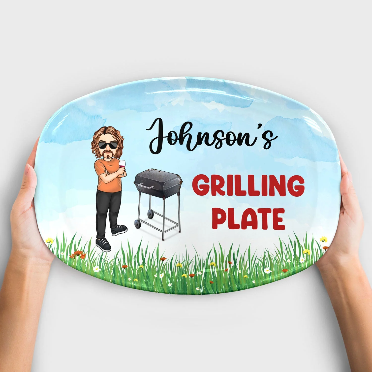 Grilling Plate Awesome BBQ - Gift For Yourself, Gift For Man - Personalized Custom Plate - Image 4