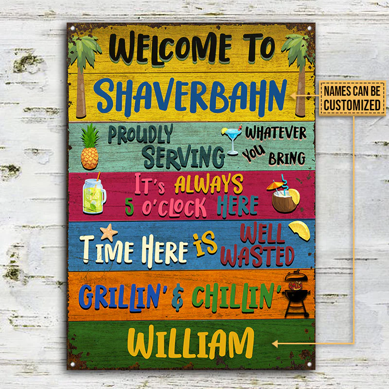 Grilling Welcome Proudly Serving Custom Classic Metal Signs, BBQ Theme, Outdoor Decorating Ideas - Image 3