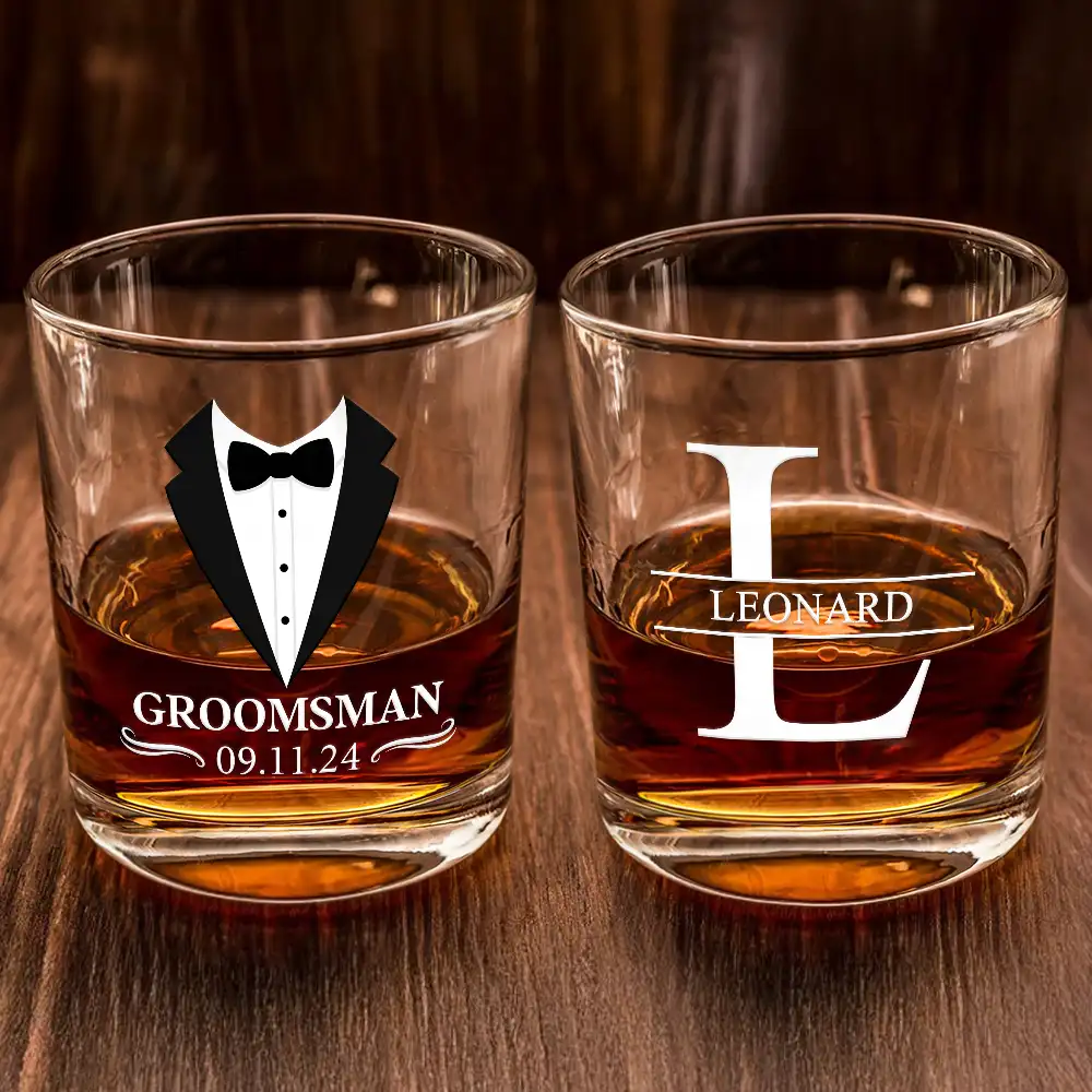 Groomsman Monogram Name - Personalized Whiskey Glass - Image 2