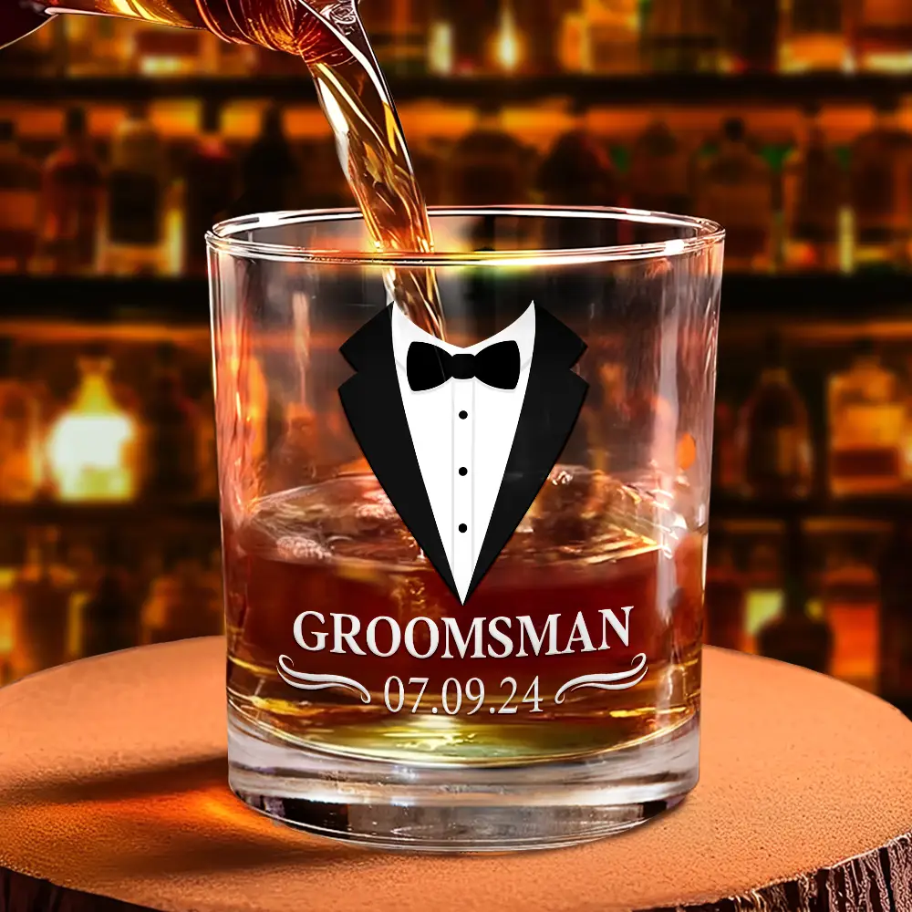 Groomsman Monogram Name - Personalized Whiskey Glass - Image 4